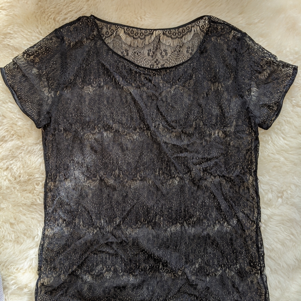 AMERICAN APPAREL rare black lace t-shirt S